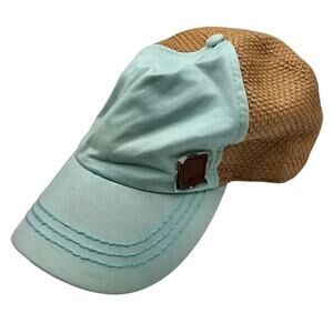 Roxy Womens Strapback Baseball Hat Cap Straw and Light Blue Beachy